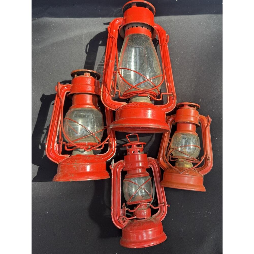 4 Nice VTG WINGED WHEEL Red Lanterns No. 350 & 500 Japan